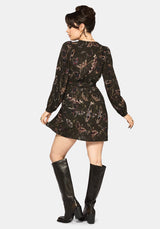 Whispen Moth Print Mini Wrap Dress