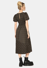 Rhiannon Check Shirred Bodice Midi Dress US 6