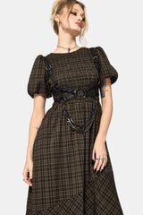 Rhiannon Check Shirred Bodice Midi Dress US 6