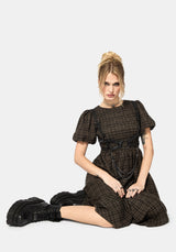 Rhiannon Check Shirred Bodice Midi Dress US 6