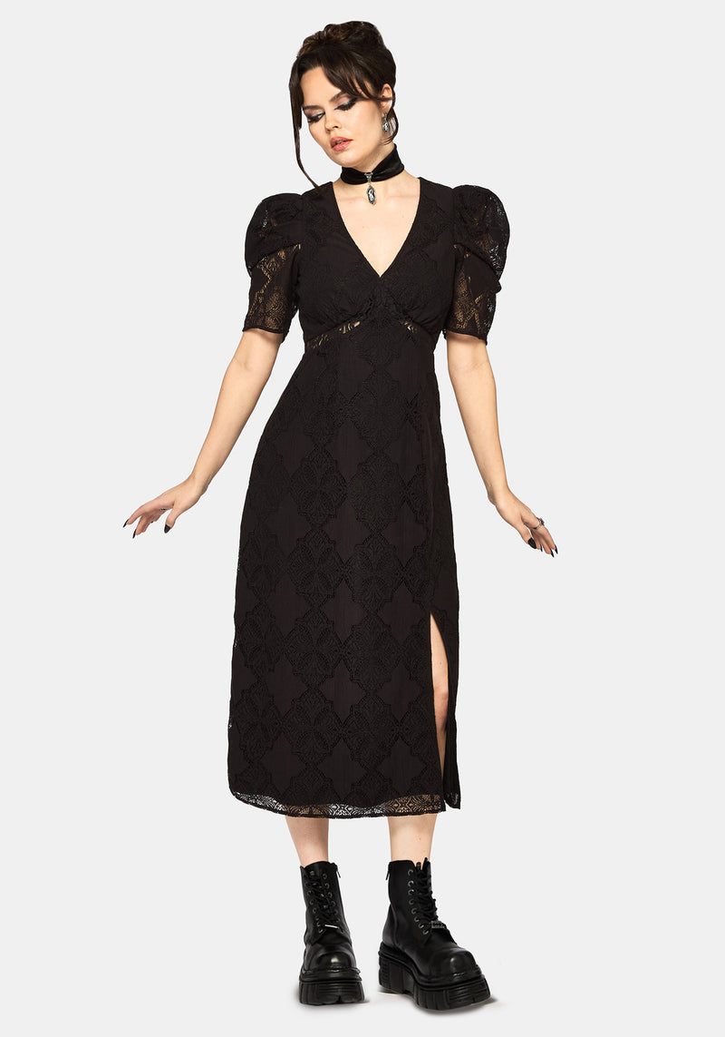 Zephyr Crossed Lace Midaxi Dress – Disturbia