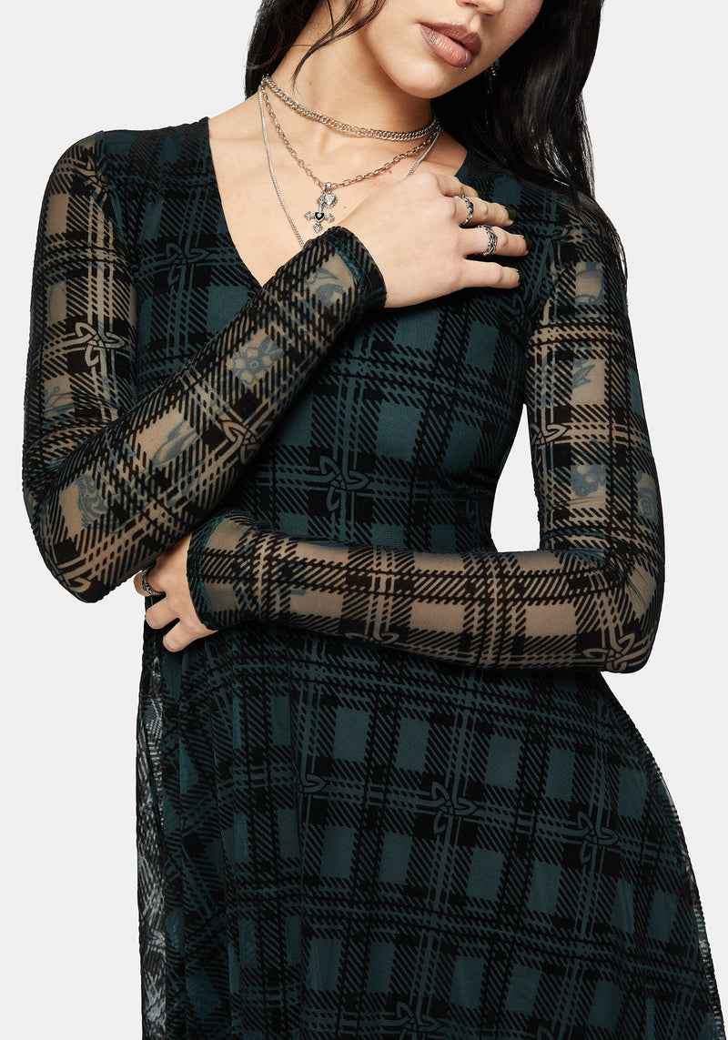long sleeve hanky hem dress Vesica Flocked Witches Knot Hanky Hem Midi Dress – Disturbia