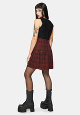 Bonnie Mixed Corset Check Pleated Mini Dress