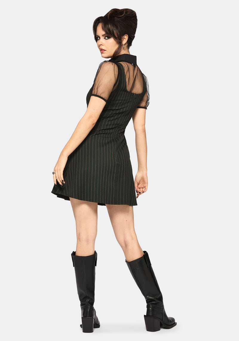 Kera Green Pinstripe Pleated Mini Dress Disturbia Kera Green Pinstripe Pleated Mini Dress Disturbia