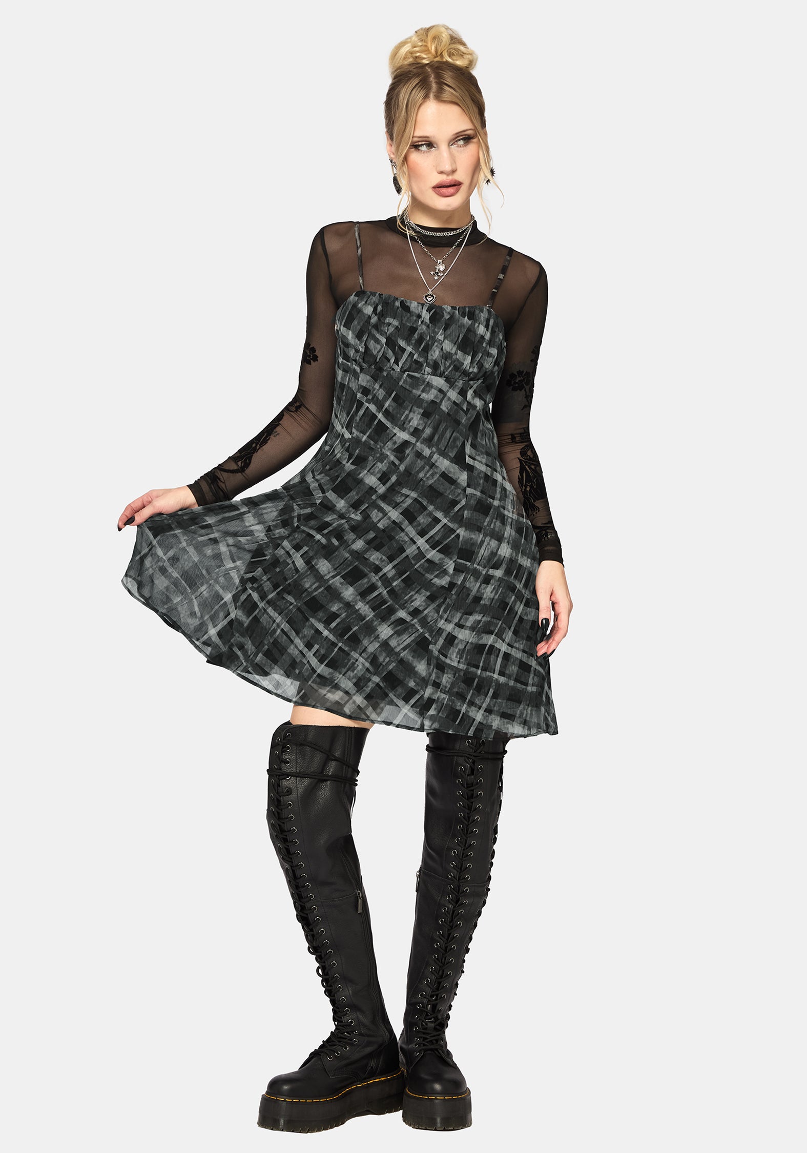 【♡】ANDMARY Selena check mini dress Rhoswen Checked Cami Mini Dress – Disturbia