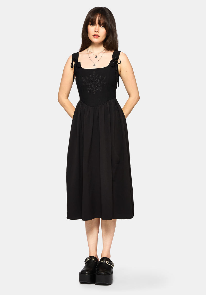 Cybele Embroidered Front Corset Bodice Midi Dress Disturbia Cybele Embroidered Front Corset Bodice Midi Dress Disturbia