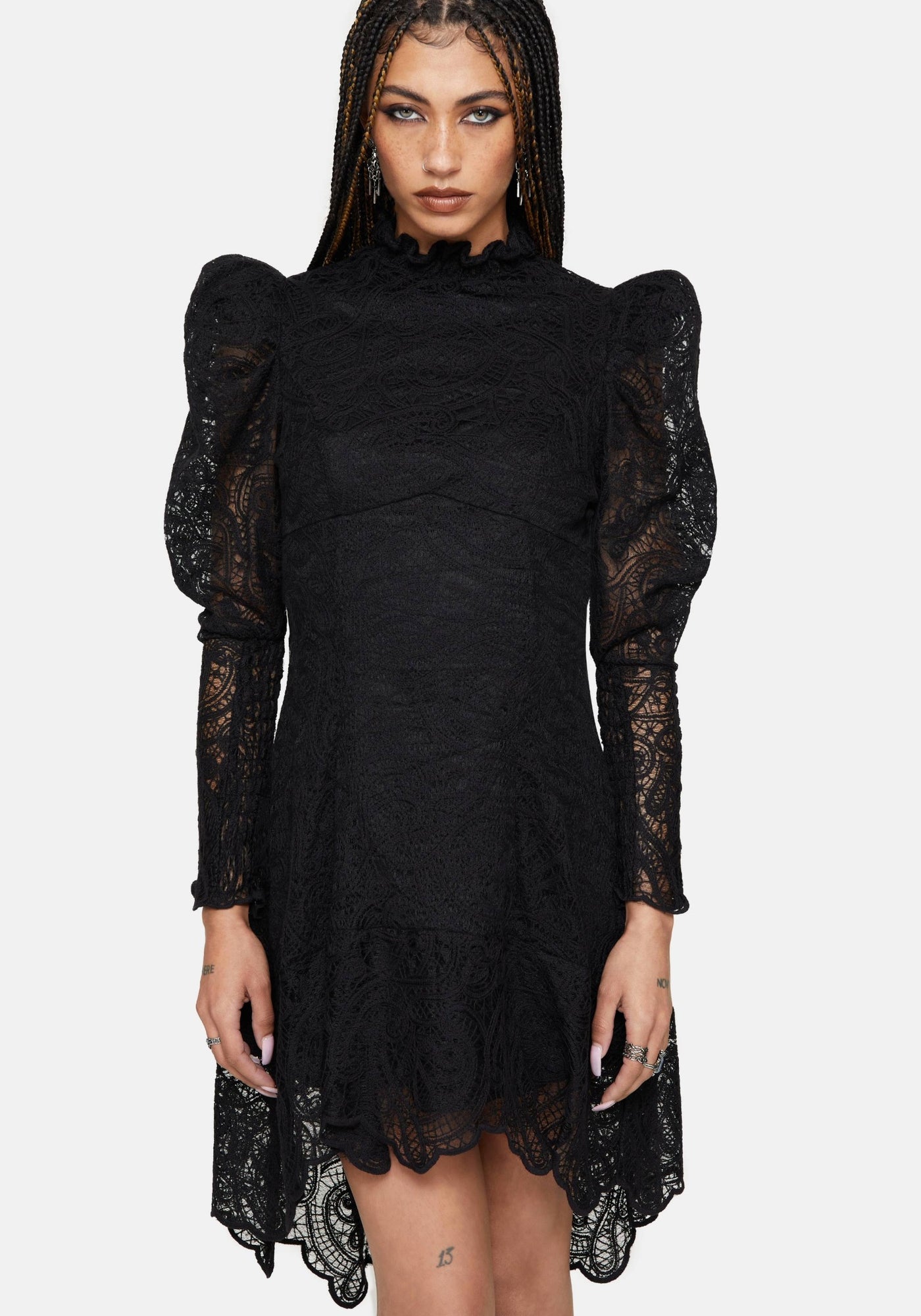 lace high neck black dress Lyra High Neck Lace Mini Dress – Disturbia