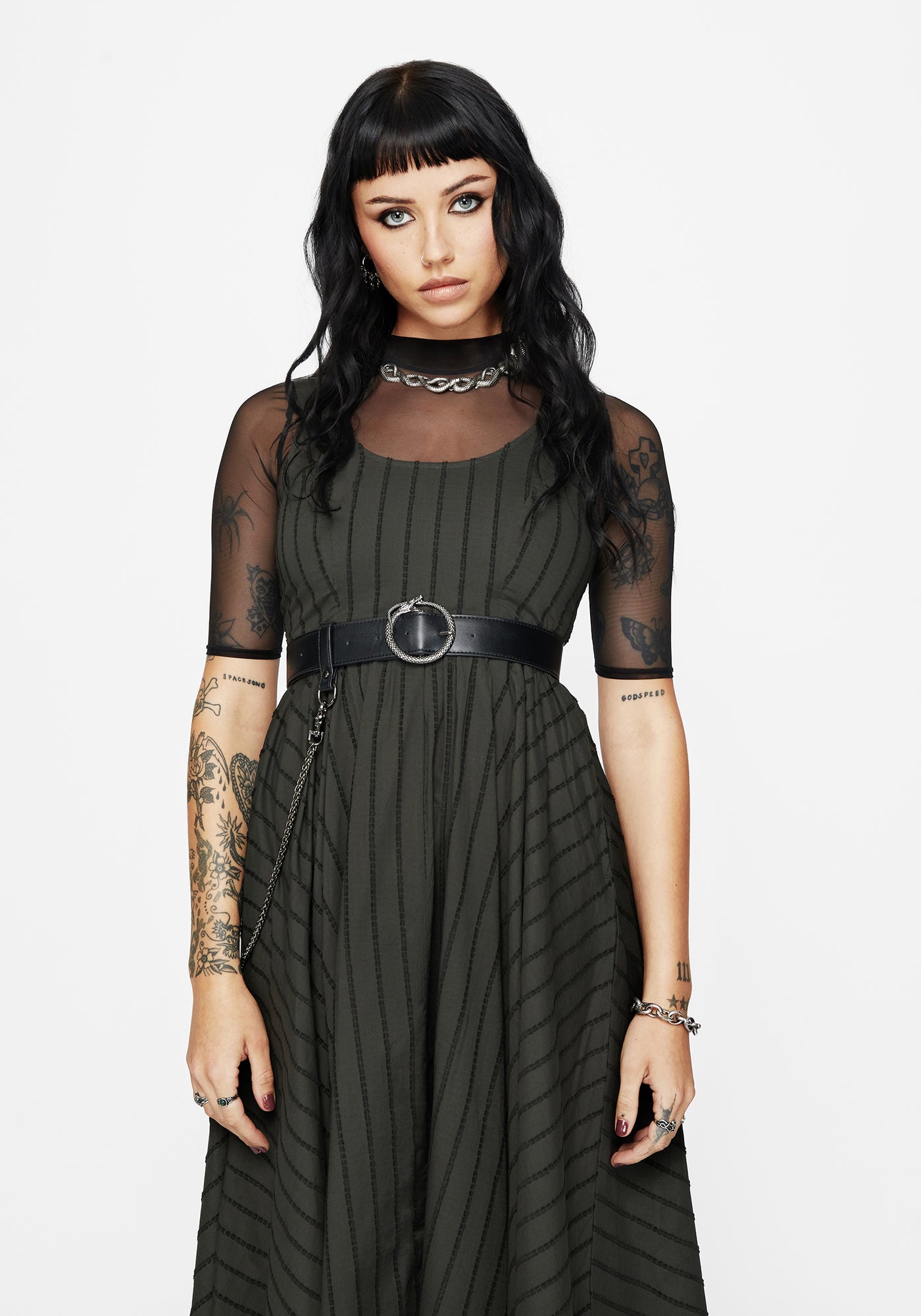 Blythe Cotton Handkerchief Hem Midaxi Dress - Dark Green  Disturbia