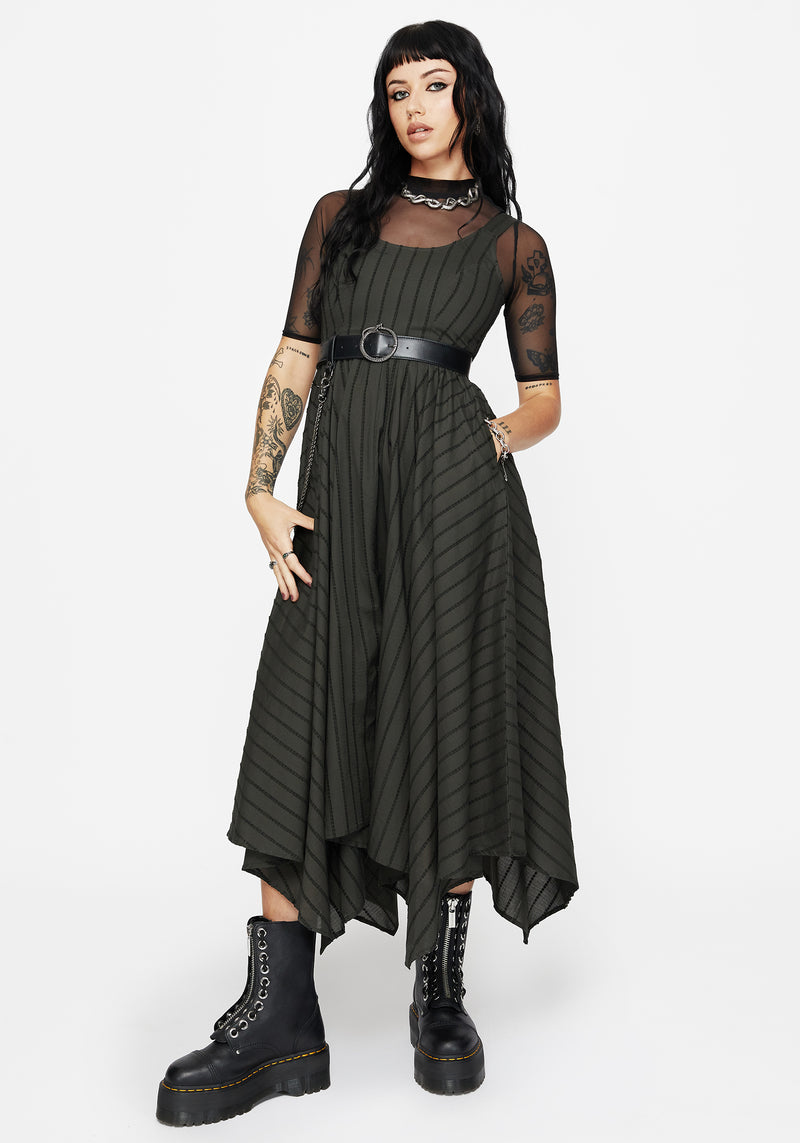 Blythe Cotton Handkerchief Hem Midaxi Dress - Dark Green Disturbia Blythe Cotton Handkerchief Hem Midaxi Dress - Dark Green Disturbia