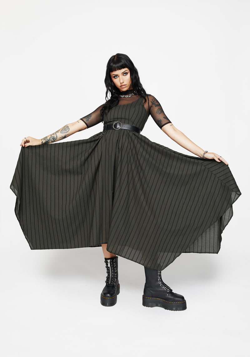Blythe Cotton Handkerchief Hem Midaxi Dress - Dark Green Disturbia Blythe Cotton Handkerchief Hem Midaxi Dress - Dark Green Disturbia