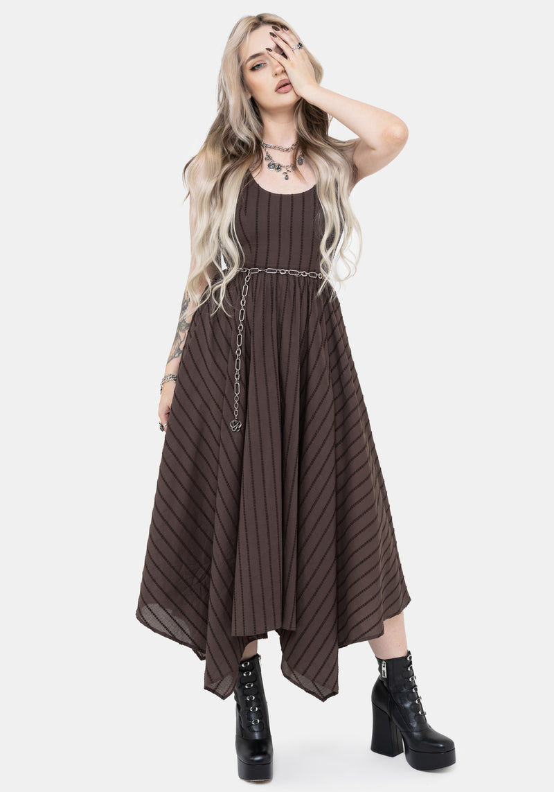 Blythe Handkerchief Hem Midaxi Dress - Brown Disturbia Blythe Handkerchief Hem Midaxi Dress - Brown Disturbia