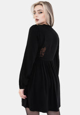 Hexborn Linen-Blend Baba Yaga Embroidered Long Sleeve Mini Dress