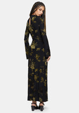 Velda Floral Flocked Mesh Maxi Dress