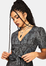 Fracture Cathedral Print Button Down Midi Dress