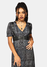 Fracture Cathedral Print Button Down Midi Dress