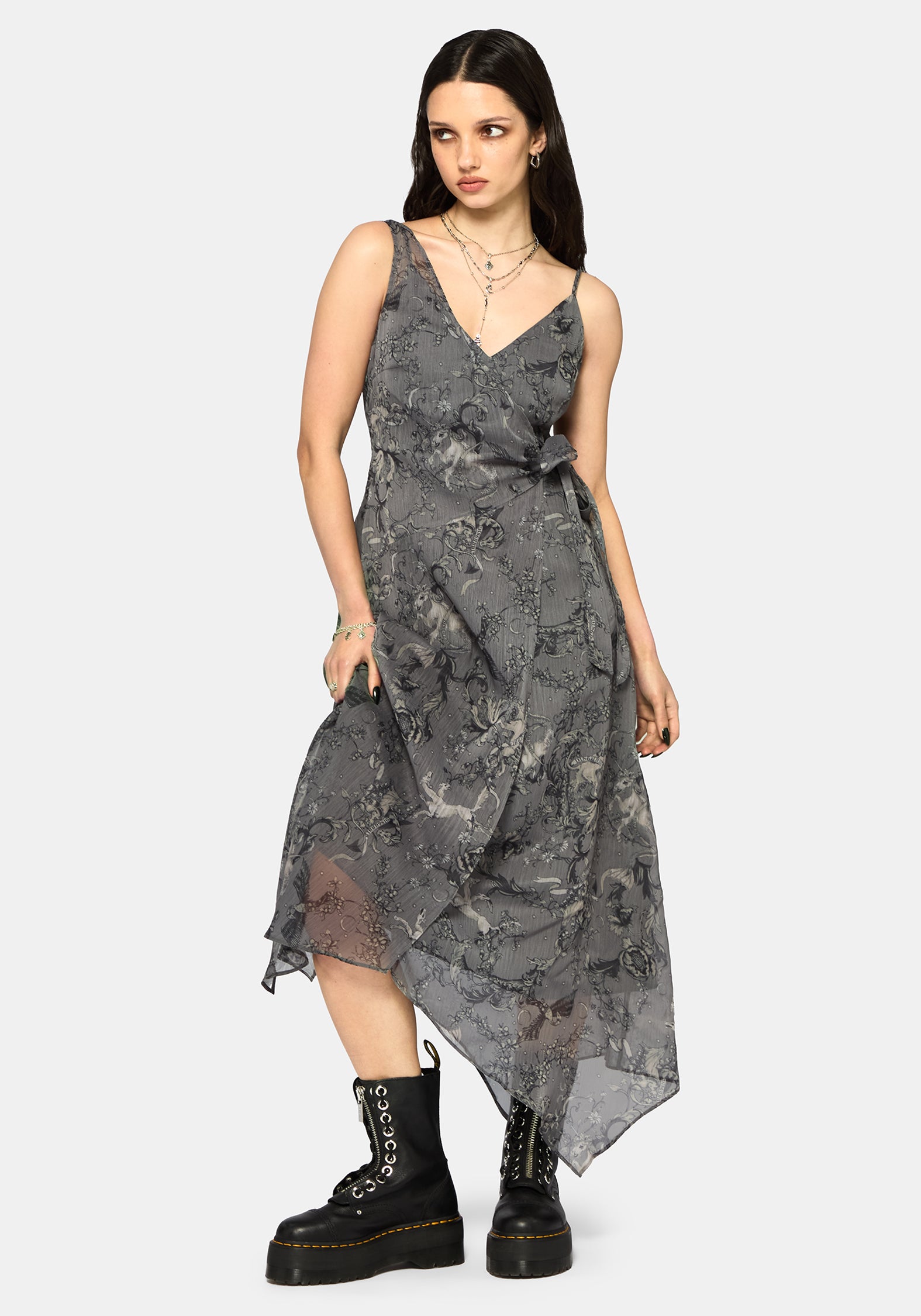 grey midaxi dress Jan Padded Folds Midaxi Dress V2 (Misty Grey)