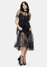 Aria Embroidered Tulle Button Up Midaxi Shirt Dress