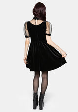 Trixie Velour Mesh Embroidered Mini Smock Dress