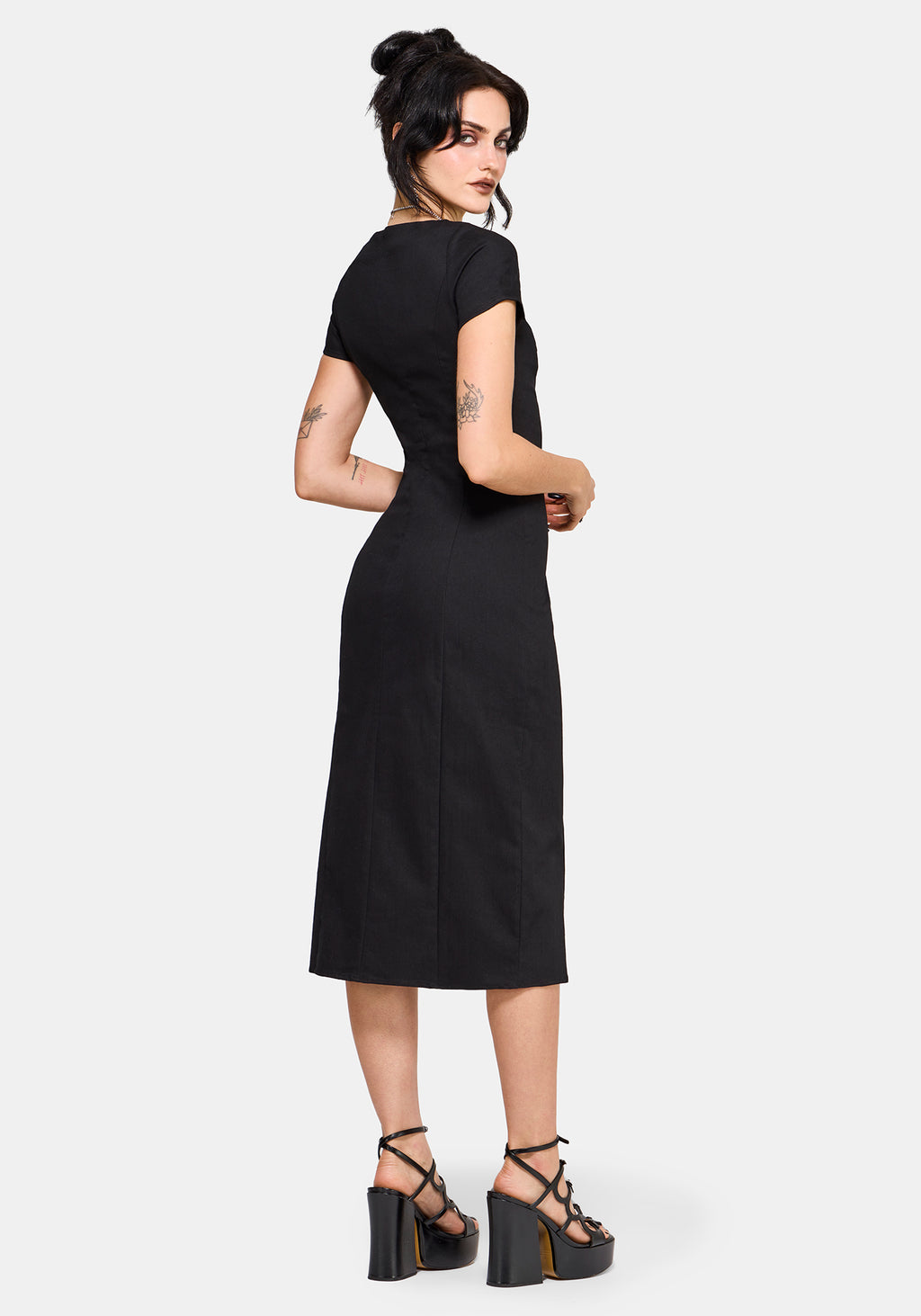 Opaline Asymmetric Neck Slash Short Sleeve Midi Dress Disturbia Opaline Asymmetric Neck Slash Short Sleeve Midi Dress Disturbia