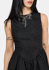 Ailis Balloon Hem Embroidered Mini Dress US 2