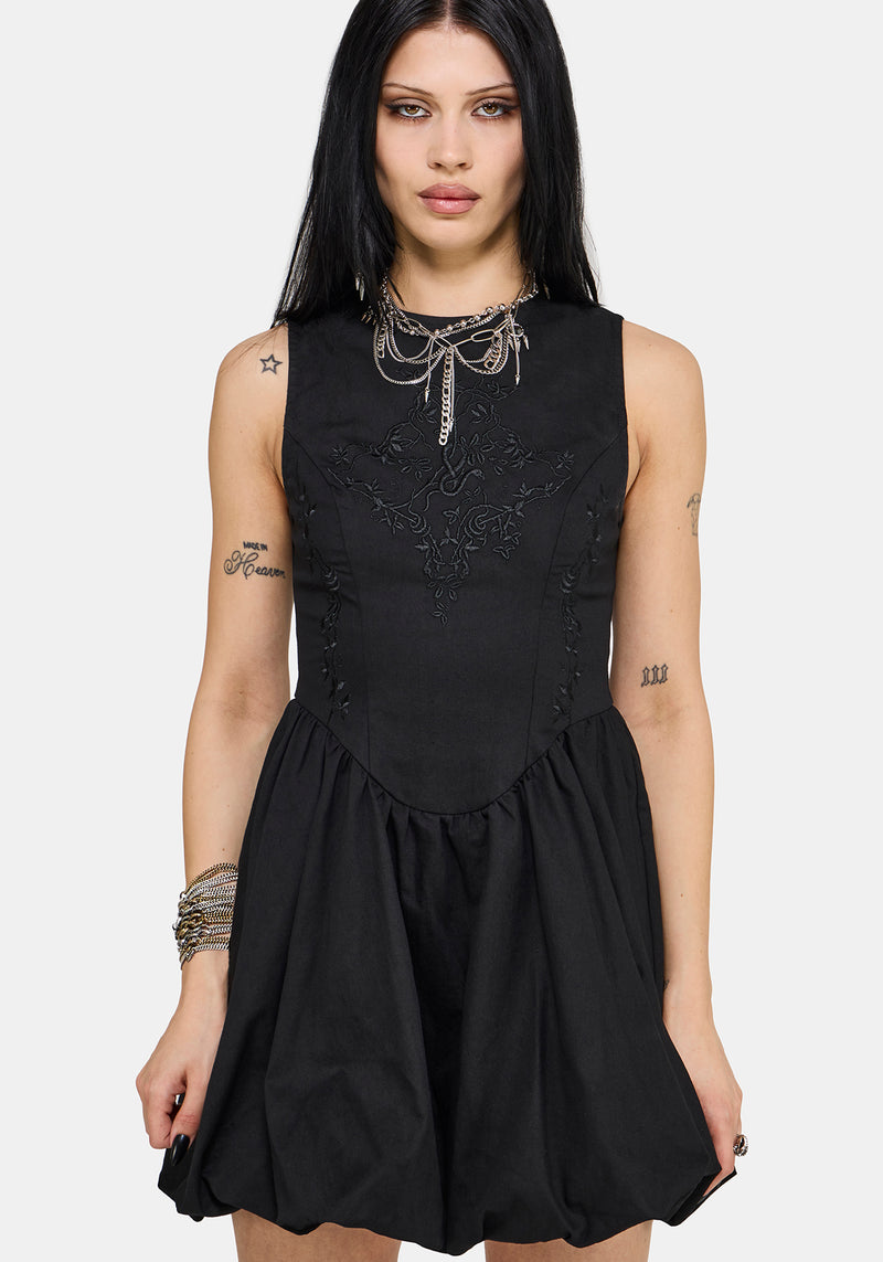 Ailis Balloon Hem Embroidered Mini Dress Disturbia Ailis Balloon Hem Embroidered Mini Dress Disturbia