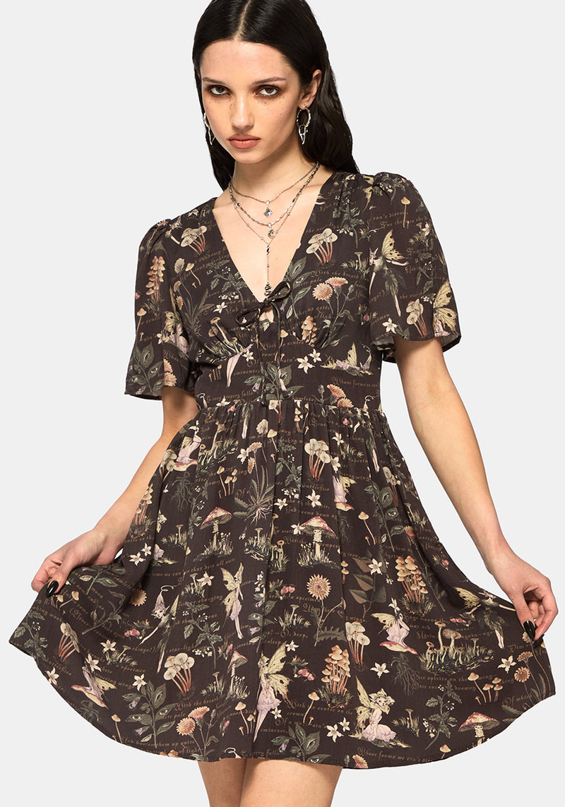 fairy mini dresses Faela V-Neck Tie Dress – Disturbia Crystals Lining Size:4