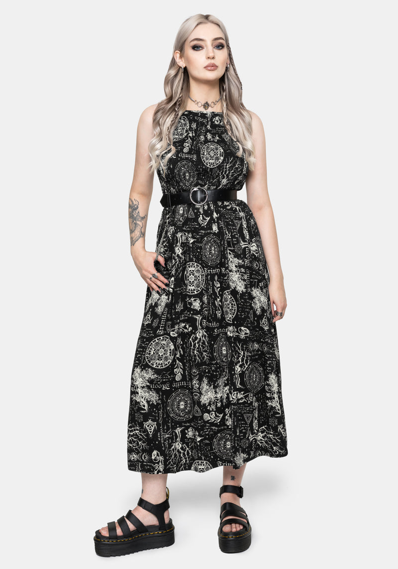 Trinity Moon Shirred Racerback Midi Dress – Disturbia