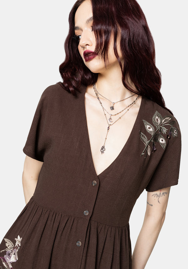 chinese dress ladies Floral Lace Trim Short Sleeves Mini Dress – The Essence of Vanity LLC main image 1