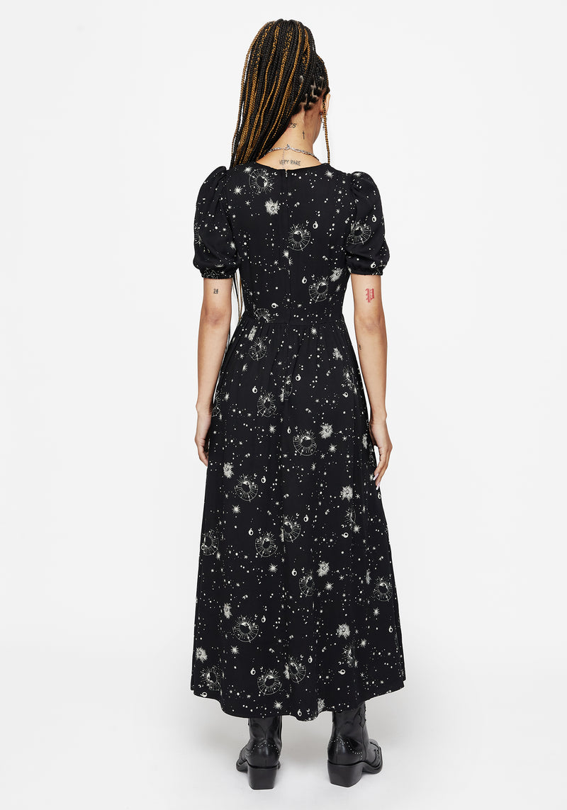 Comet Celestial Printed Puff Sleeve Midaxi Dress Disturbia Comet Celestial Printed Puff Sleeve Midaxi Dress Disturbia