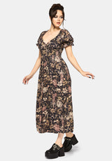 Triple Goddess Print Milkmaid Midi Dress