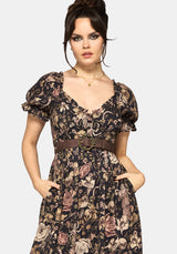 Triple Goddess Print Milkmaid Midi Dress