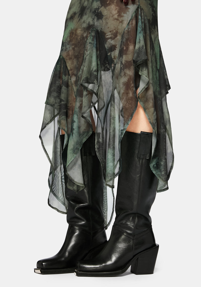 Nova Mesh Long Sleeve Tie Dye Maxi Dress