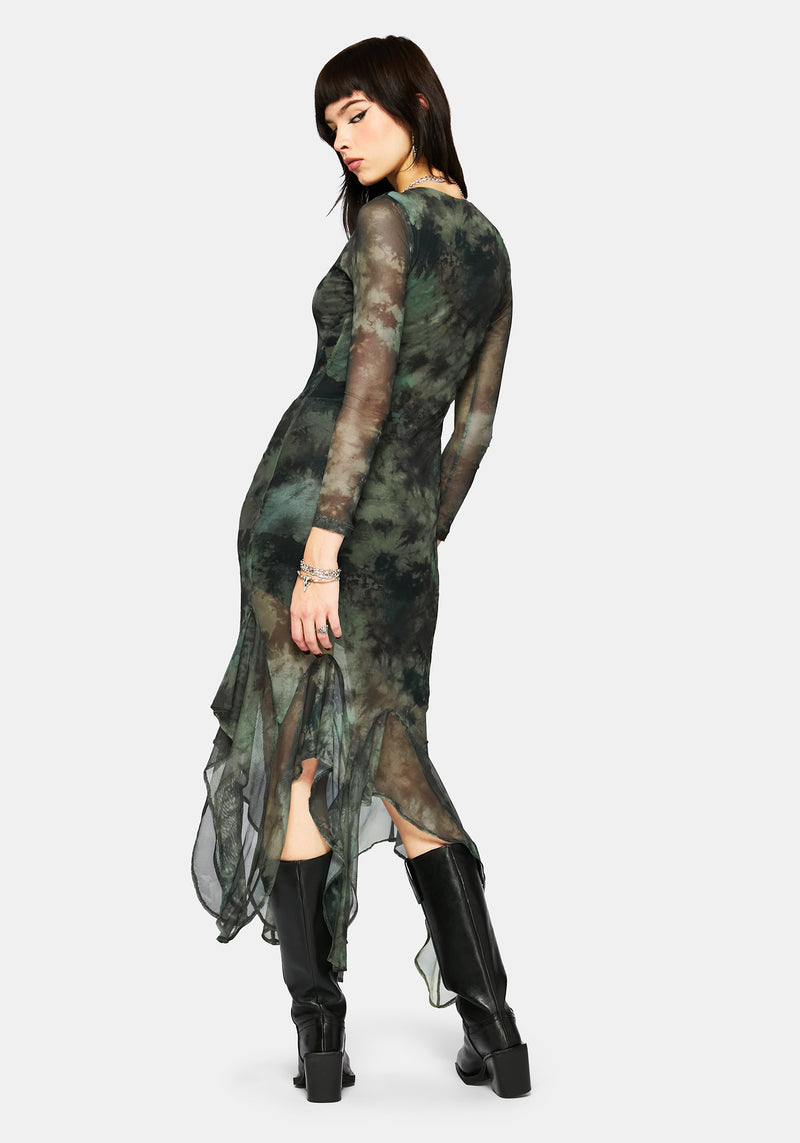 Nova Mesh Long Sleeve Tie Dye Maxi Dress
