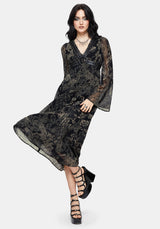 Surge Celtic Print Ruffle Neck Midi Dress