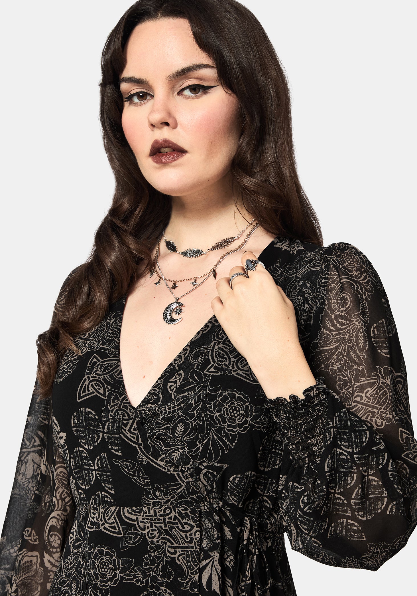 Surge Celtic Print Wrap Mini Dress