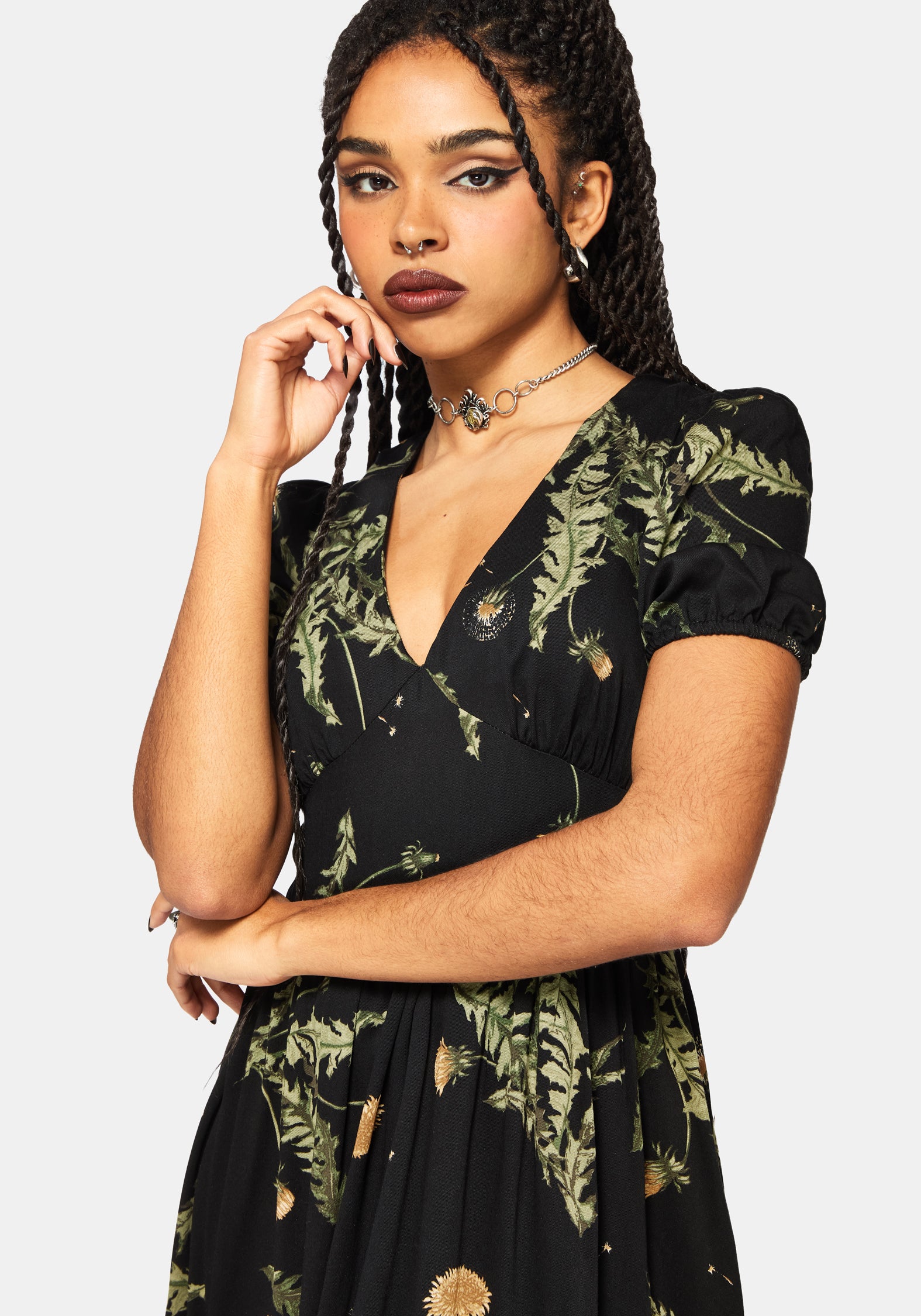 Cimora Dandelion Print Puff Sleeve Maxi Dress – Disturbia