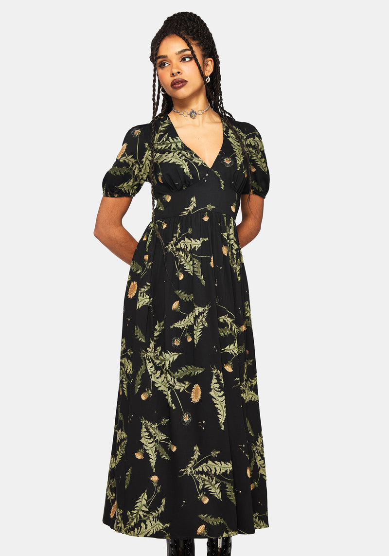 Cimora Dandelion Print Puff Sleeve Maxi Dress – Disturbia