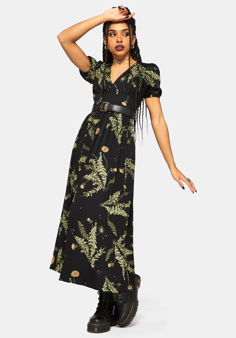 Cimora Dandelion Print Puff Sleeve Maxi Dress – Disturbia