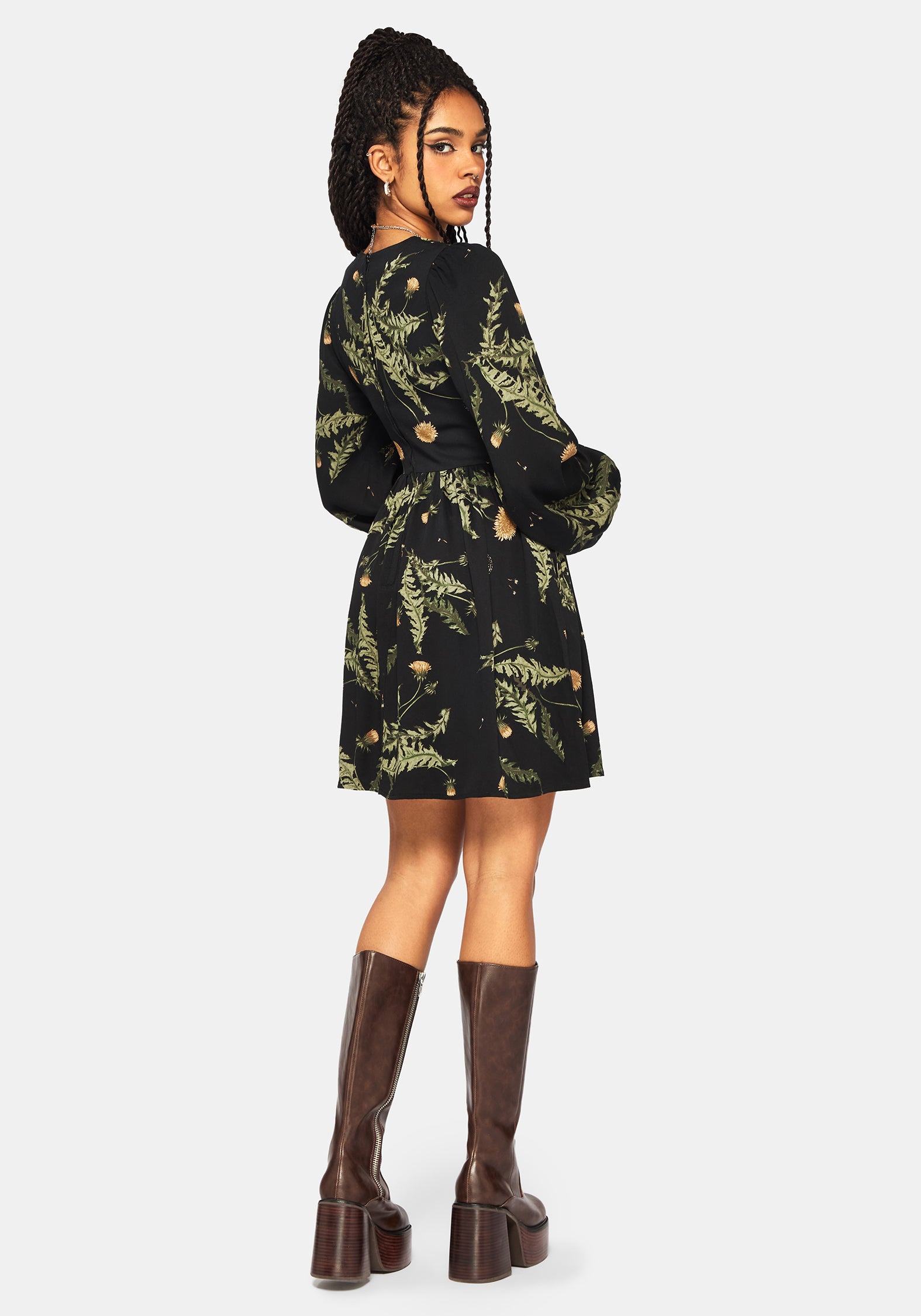 Cimora Dandelion Print Button Up Mini Dress