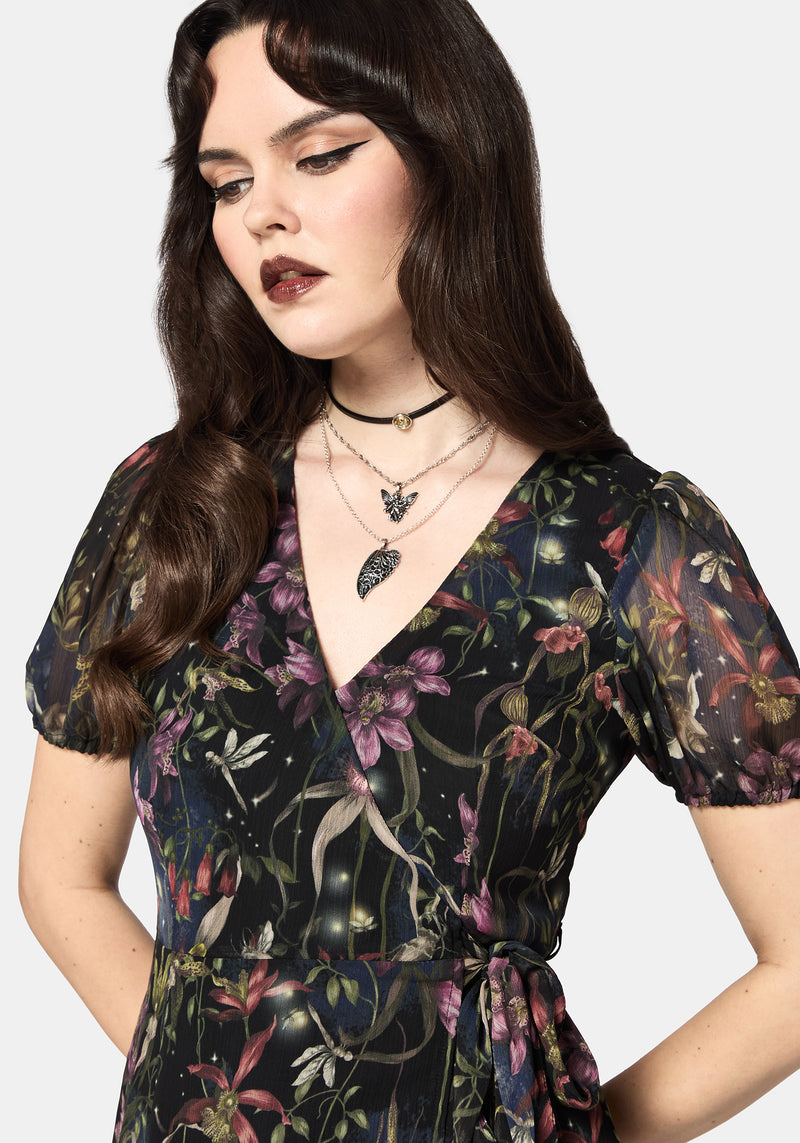 Elide Black Orchid Wrap Midaxi Dress Disturbia Elide Black Orchid Wrap Midaxi Dress Disturbia