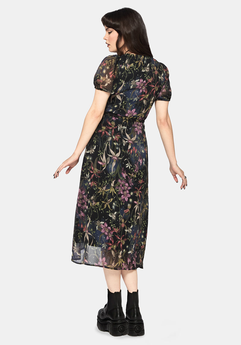 orchid paradise cocktail midi wrap dress product info and reviews Elide Black Orchid Wrap Midaxi Dress – Disturbia