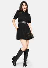 Isara Dragon Embroidered Mini Shirt Dress