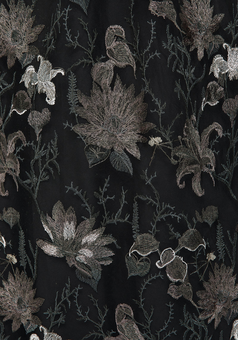 Estrid Embroidered Mesh Midaxi Cami Dress - Silver