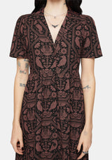 Annabel Inverted Raven Print Midi Shirt Dress