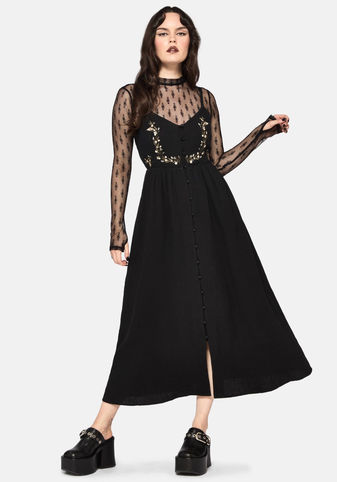 新品embroidery scallop cami dressBLACK Adriana Sleeveless Scalloped Mini Dress in black | Ramy Brook