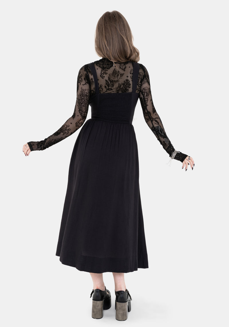 Skye Shirred Back Midaxi Dress - Black