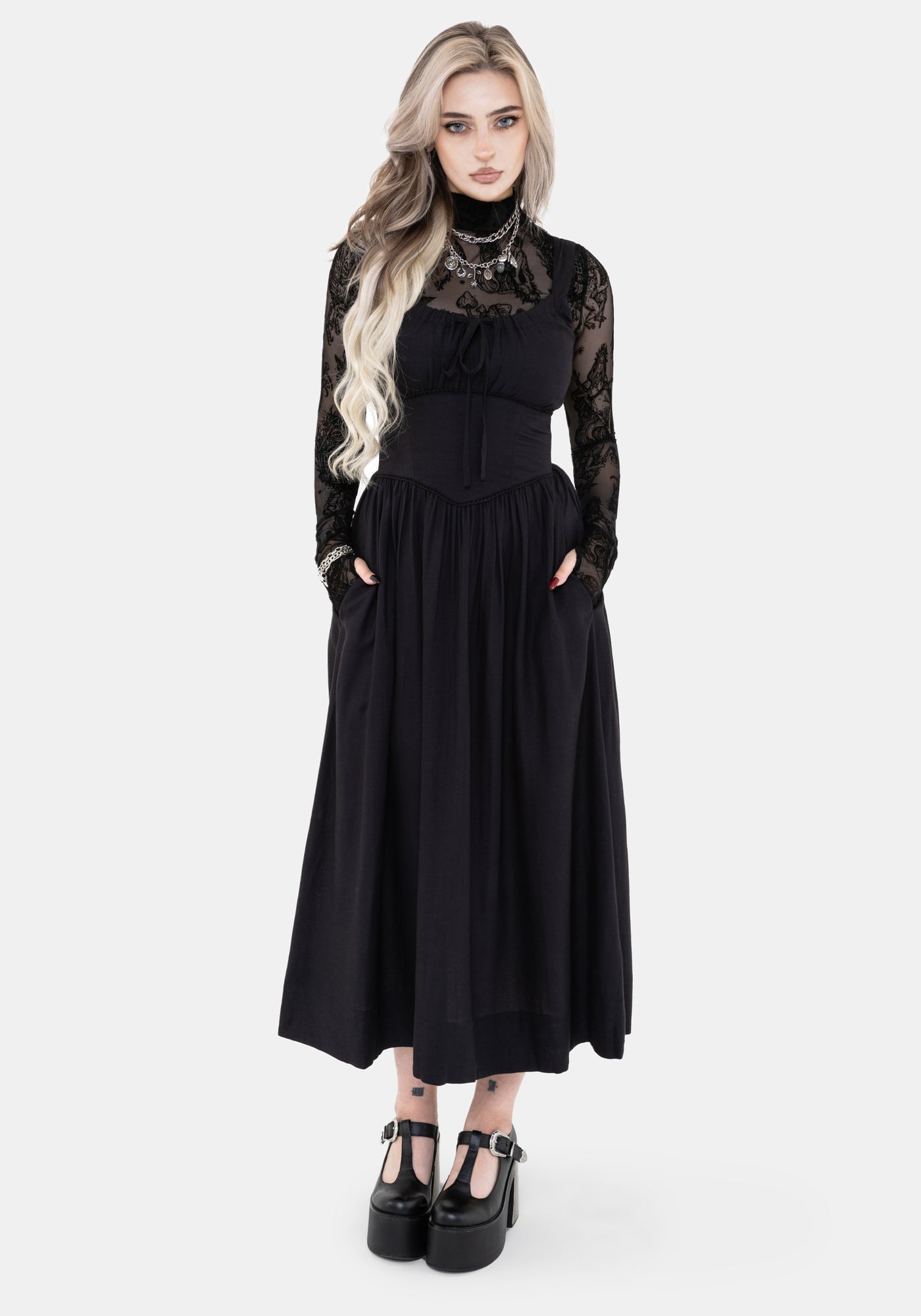 Skye Shirred Back Midaxi Dress - Black – Disturbia