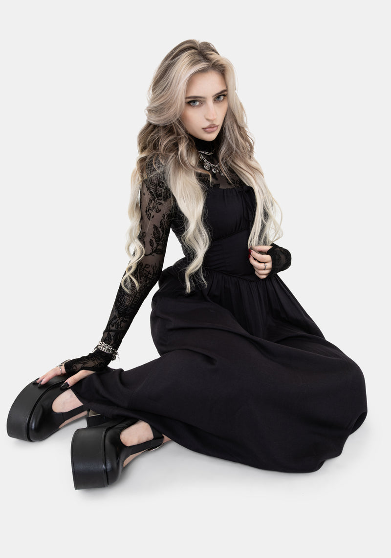 Skye Shirred Back Midaxi Dress - Black