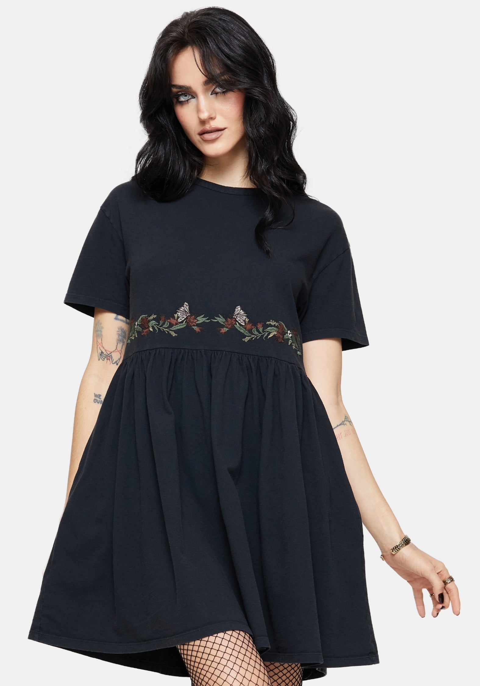 Winter Abundance Embroidered Cotton Mini Skater Dress – Disturbia