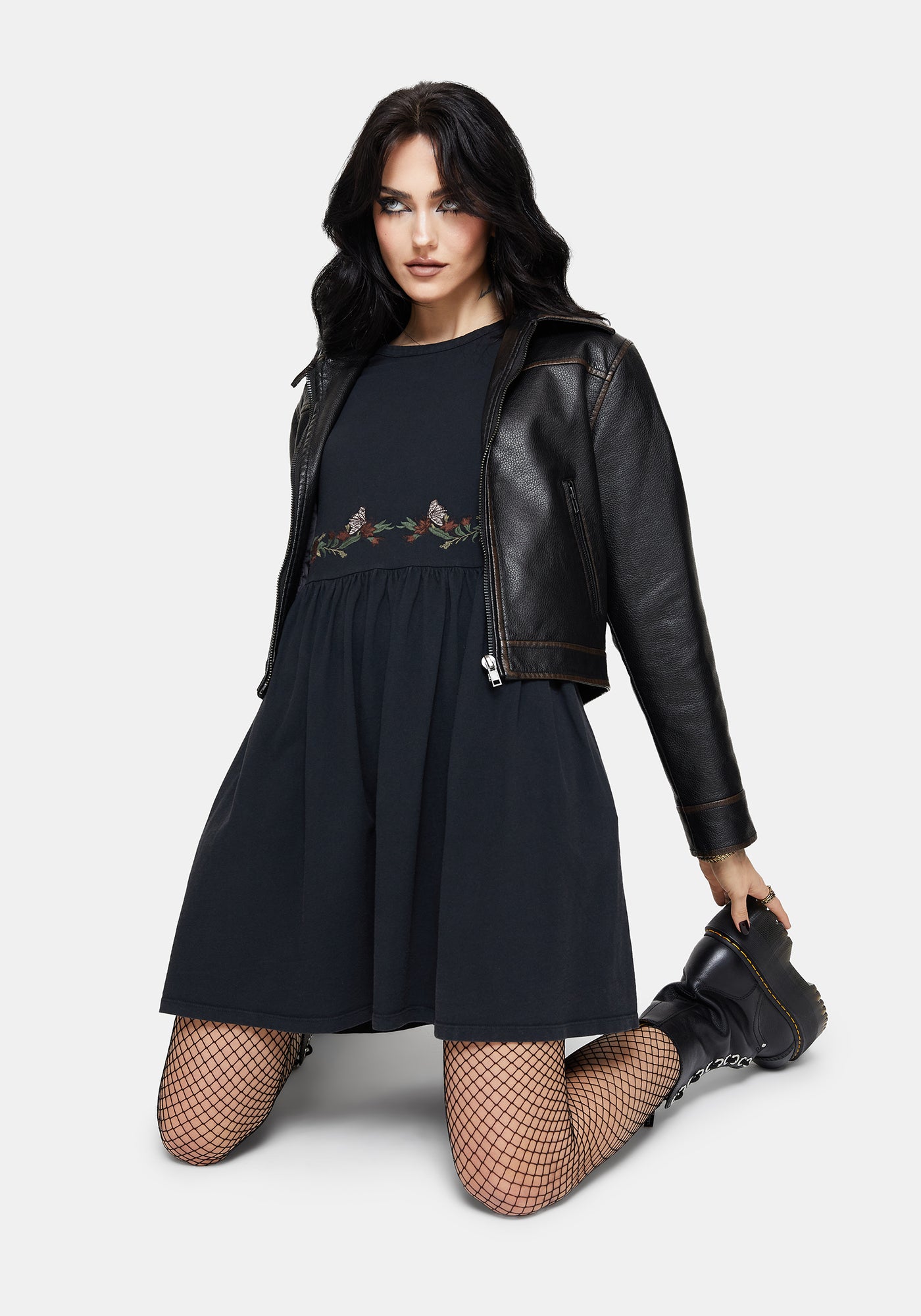 Winter Abundance Embroidered Cotton Mini Skater Dress – Disturbia
